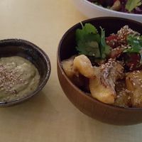 Plantain banana with avocado sauce at Jah Jah in Paris