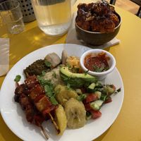 Plate of the day and cauliflower wings  at Jah Jah in Paris