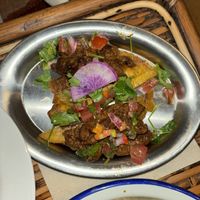 some banana thing- banana part was so chewy and not crispy and the fake meat was cold and not tasty   at Jah Jah in Paris