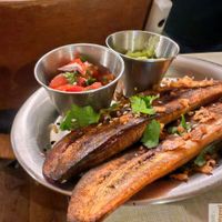 - Oven-roasted plantains served with tomato salsa and guacamole at Jah Jah in Paris