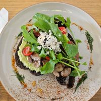 Avocado Bread with mushrooms at Beach Bowl in Legian