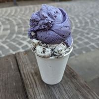lavender and stracciatella ice cream at Veganista Ice Cream IV in Vienna