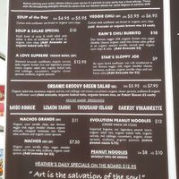 Menu at Cafe Evolution in Florence