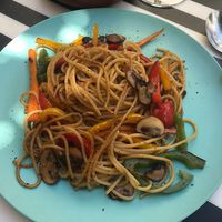 Spaghetti and veg  at El Enano Verde in Torremolinos