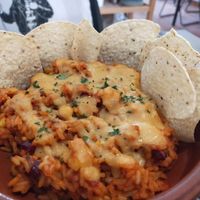 Tex-mex rice and nachos at El Enano Verde in Torremolinos