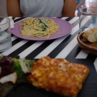 Spinach spaghetti and leek pie  at El Enano Verde in Torremolinos