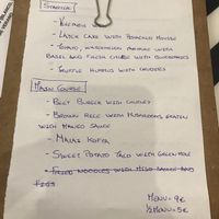 Hand written menu which is changed daily at El Enano Verde in Torremolinos