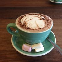 Hot chocolate with vegan marshmallows  at 387 Ormeau Road in Belfast