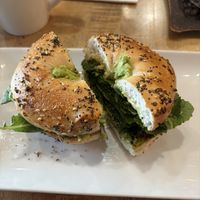 Green power bagel sandwich   at Oromo Cafe in Chicago