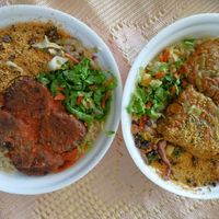 Almôndegas de lentilhas e quiche de legumes. at Rango Verde in Fortaleza