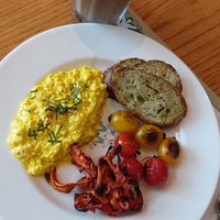 Breakfast.. scumble toffu with carotte bacon at Broccoli Revolution - Central Embassy in Bangkok