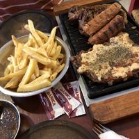 Mixed grill + chips   at La Reverde Parrillita Vegana in Buenos Aires