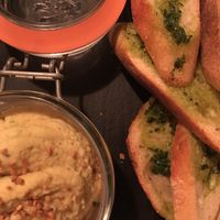 Hummus and garlic bread at Le Tandem in Biarritz