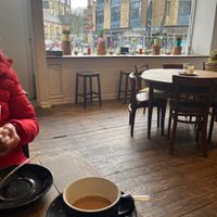 Nice tea with soya, vegan toastie & view of Bury 🥰  at Ground Up in Bury