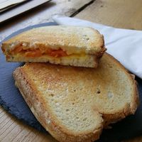 Vegan cheese and tomato toastie at Ground Up in Bury