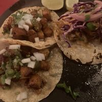Potato taco and chipotle taco and a spot got the other taco I ate  at Bad Hombres in Darlinghurst