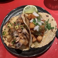Miso eggplant (left) and chipotle potato (right) tacos   at Bad Hombres in Darlinghurst