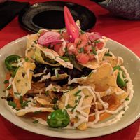Nachos w/ House Cheddar “Cheese”, Black Beans, Pico de Gallo, Guacamole & Cashew Crema at Bad Hombres in Darlinghurst