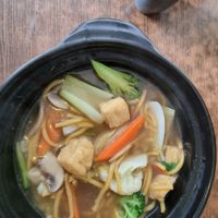 Zenhouse Noodle Claypot + Rooibos tea at Zenhouse Vegetarian Yum Cha  in Adelaide