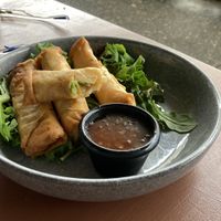 Vegan spring rolls after a couple bites  at Cafe Diversity in Moreton Bay Region