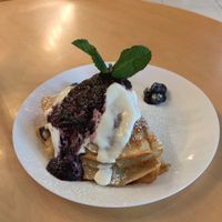 Blueberry pancakes 💚 at Stakks Pancake House in Southampton