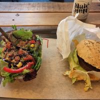 Salad and Le Green burger at GreenBurger in Liege