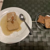 Vanilla pudding (left) and laddu (right)  at Nirvana in Florence