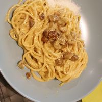 Carbonara - this was amazing. The cheese flavour was spot on and the little bacon bits were the perfect addition. at Nirvana in Florence