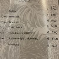 Menu   at Nirvana in Florence