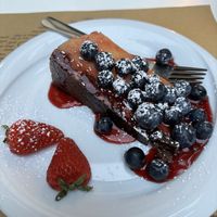 Tofu cake- yummy but weird texture and very sweett  at Nirvana in Florence