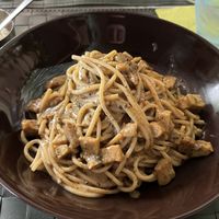 Spaghetti Carbonara with truffle  at Nirvana in Florence