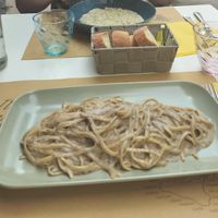 Taglioline al tartufo (and risotto on the other side of the table) at Nirvana in Florence