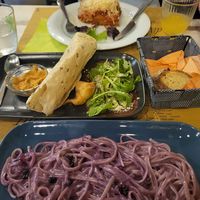 Bluberyy tagliatelle (so unique and yummy) at Nirvana in Florence