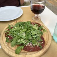 Starter and wine   at Nirvana in Florence