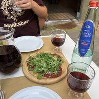 Starter and wine  at Nirvana in Florence