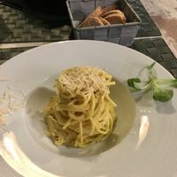 Vegan Spaghetti carbonara. So tasty!  at Nirvana in Florence