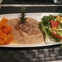 Seitan file with vegetables and pumpkin at Nirvana in Florence