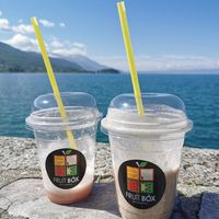 Peanut butter smoothie is the best at Fruit Box in Ohrid