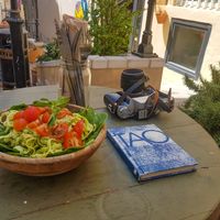 Courgette with pesto, spinach and cherry 🍅 at The Kasbar in 