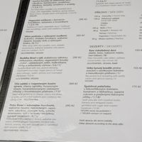 Menu at Natureza in Prague