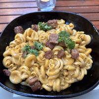 Mac and cheese with tempeh  at Natureza in Prague