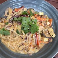 Rice noodles with peanut sauce   at Natureza in Prague