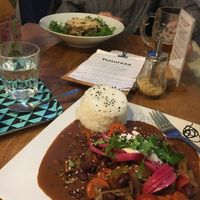 Mushroom risotto and chili at Natureza in Prague