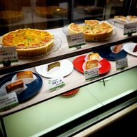 cake/ quiche display at Thallo in Kobe