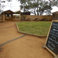 approach to the Food Hut from inside the grounds at Bonorong Wildlife Sanctuary Kiosk and Shop in Brighton