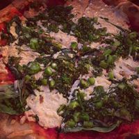 Broccolini pizza with vegan mozzarella at Pitfire Pizza - Mar Vista in Los Angeles