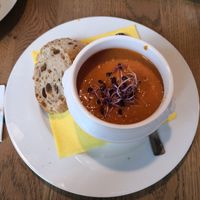 Linsen Süßkartoffel Suppe at Safran - BioBistro in Radolfzell