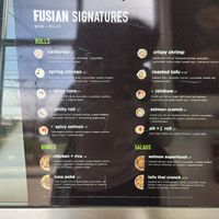 Menu at Fusian in Toledo