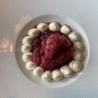 Rhubarb and yuzu cream   at The Sugar Club in Auckland