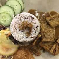 Nasi lemak tempe rendang   at Indah Cafe in Kuching